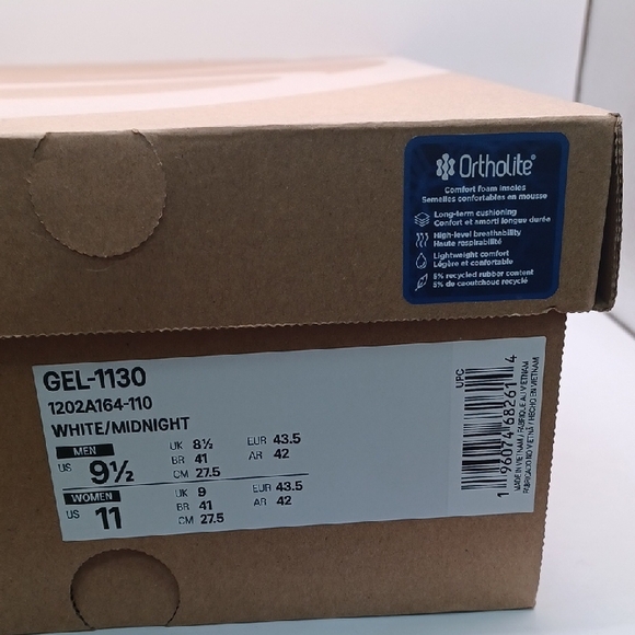 NEW Asics Gel 1130 Sneakers-White/Midnignt Size M:9.6 W:11 US